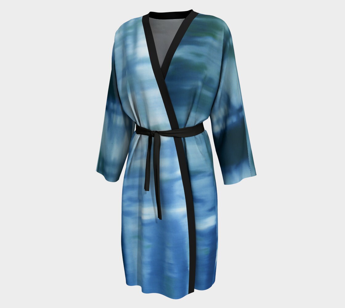 Shades Of Blue Peignoir Soft Peach Skin Robe